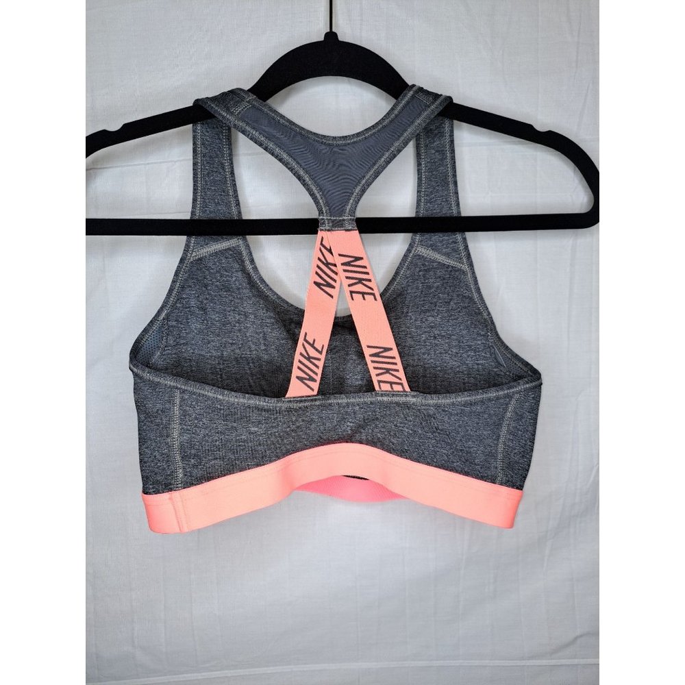 Nike Medium Support Bra Logo Cross Back Gray/Pink 938823-091 - Picture 2 of 3